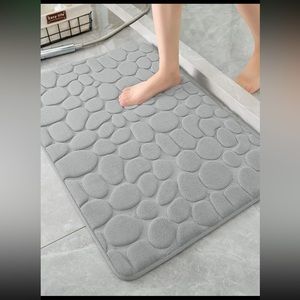 🆕 1pc Cobblestone Embossed Bathroom Mat Memory Foam Pad, Washable Rugs